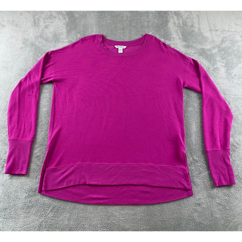 Athleta Coaster Luxe Sweatshirt Womens Medium Fuchsia Pink Thumbhole Pullover - Picture 1 of 11